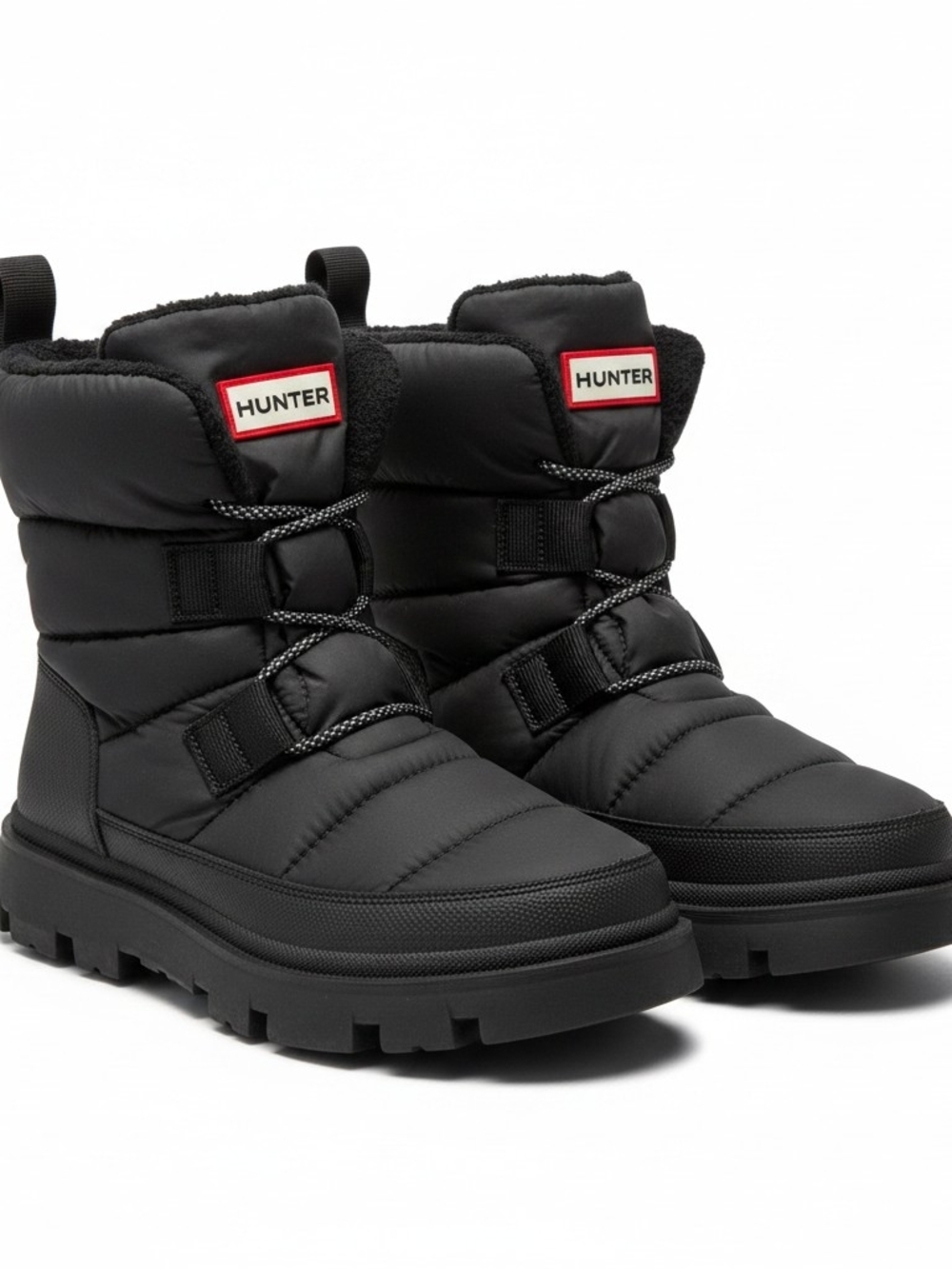 Hunter Black Puffer Snow Boots